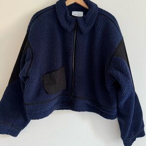 Loup Navy Shearling Bomber Jacket